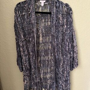 Gray Navy Open Knit Cardigan